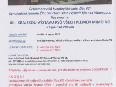 Pozvánka na Krajskou výstavu v Týně nad Vltavou